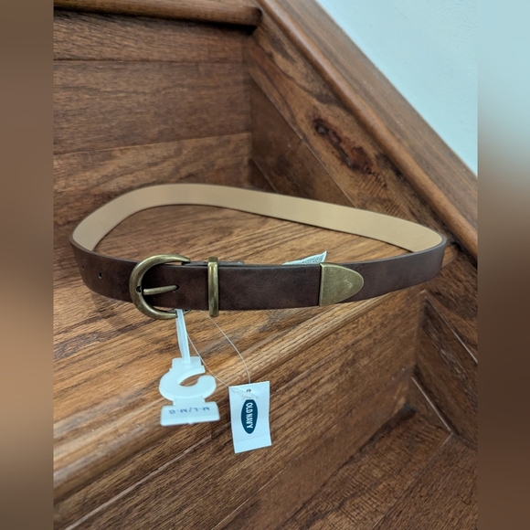 Brown Western Vegan Leather Belt with Gold Buckle Woman's Size M/L - Picture 4 of 8